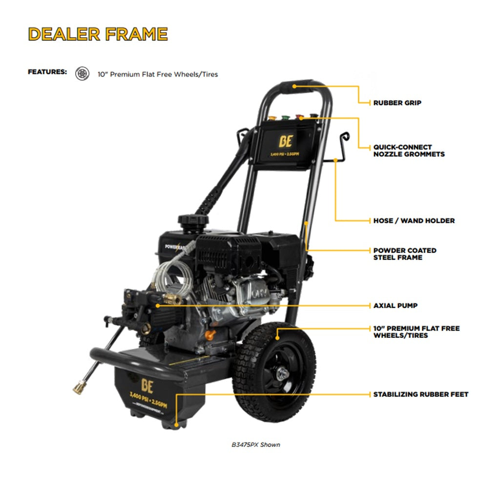 BE 3400psi 2.5gpm PowerEase R225 Portable Direct Drive Pressure Washer