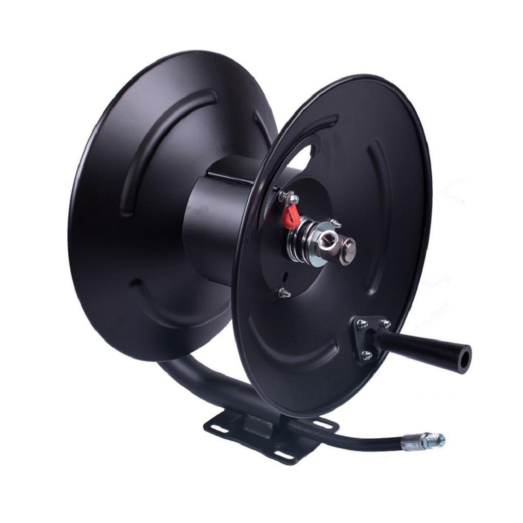 Metal a-frame hose reel trolley with 50mtrs (150 feet) of 5/16inch twin  wire high pressure hose - Streamline Systems